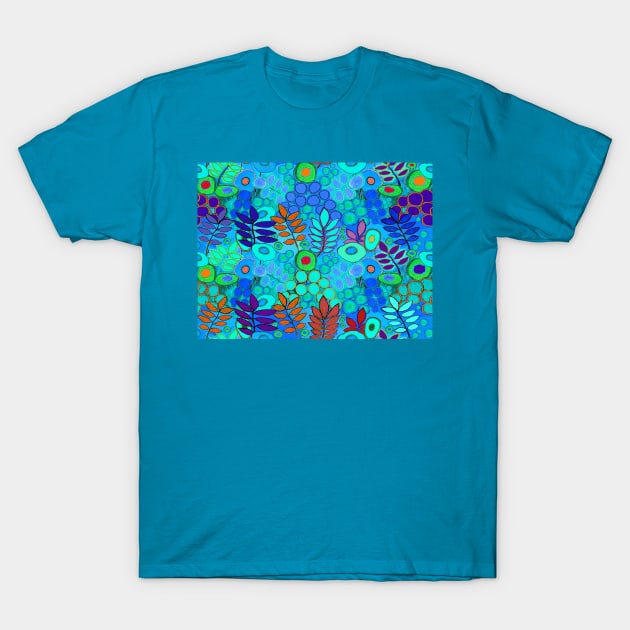 Southwest Sunny Garden Flowers - Turquoise T-Shirt by Esprit-Mystique